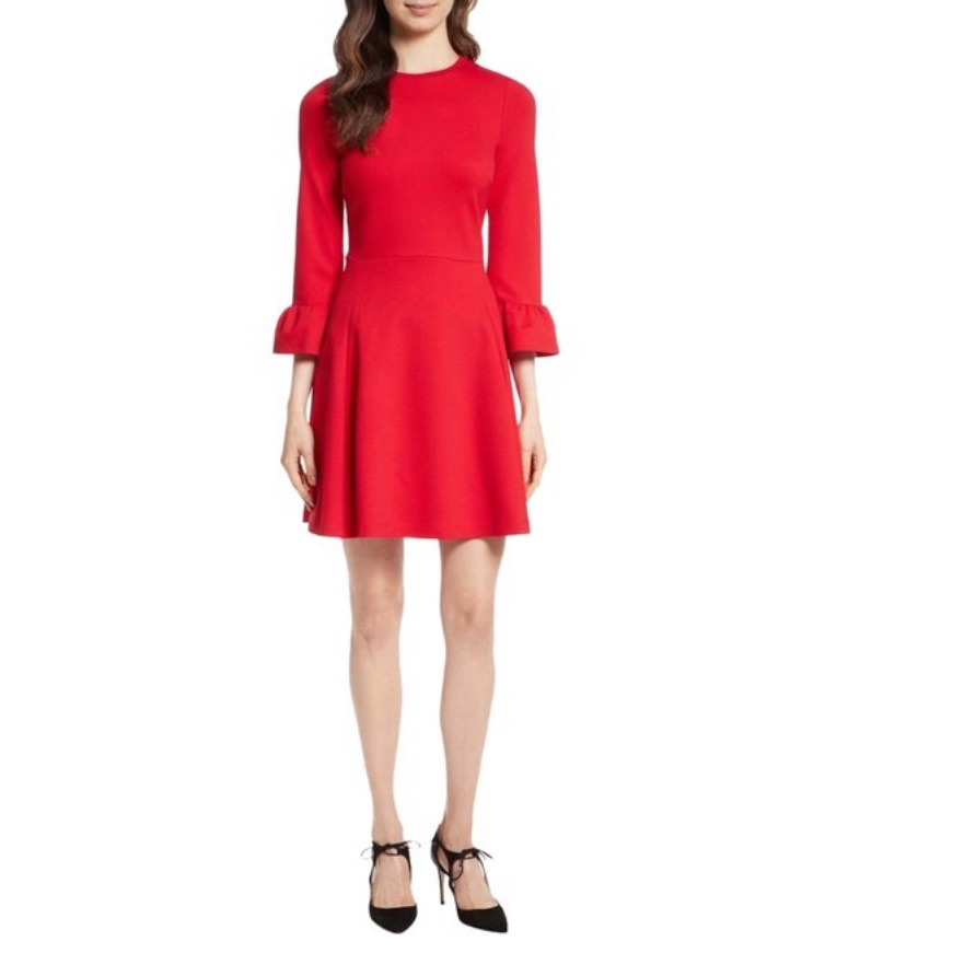 Kate Spade Red New York 3/4-Sleeve Ponte Fit-&-Flare Cocktail Dress